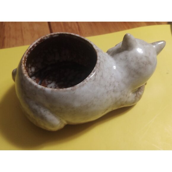 Large Stoneware Cat Planter David Stewart 10.5 x 7 x 5" - Picture 5 of 8